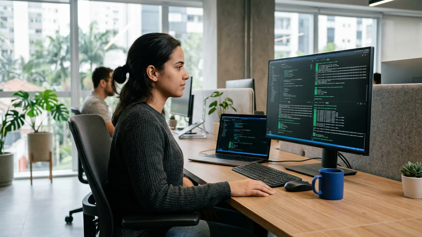 Agente de IA executando comandos em terminal com testes automatizados passando